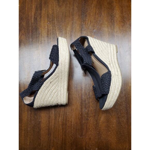 Women's Moda Spana Black Zip Straw Wedge Sandals | Size 7 - Picture 4 of 10